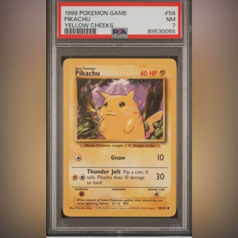 1999 POKEMON BASE 58 PIKACHU YELLOW CHEEKS - PSA